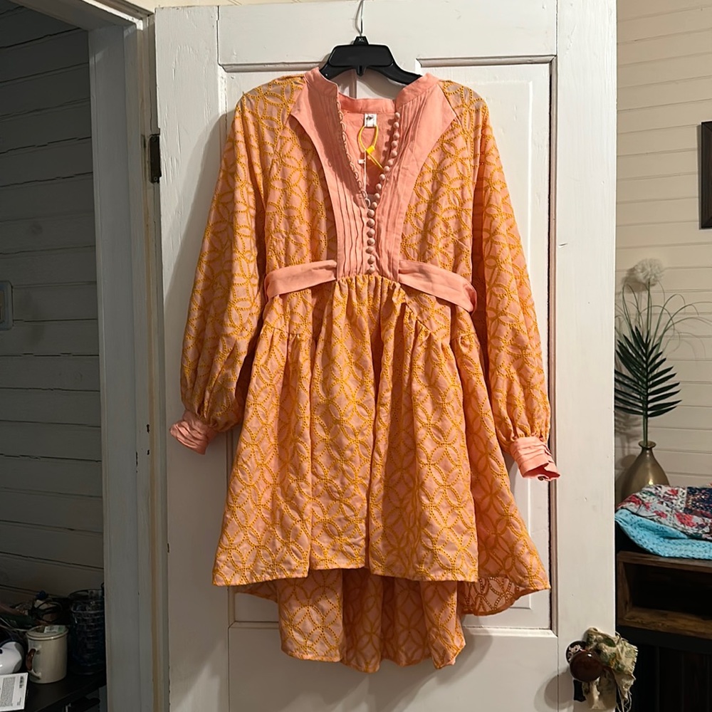 beautiful buttoned dress with pattern